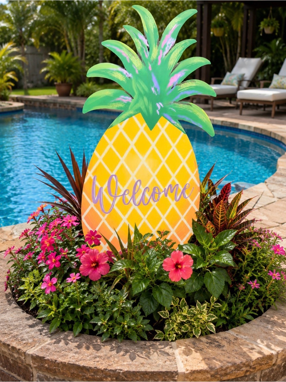 Yellow and Green Metal Stake Outdoor for a Tropical Celebration
